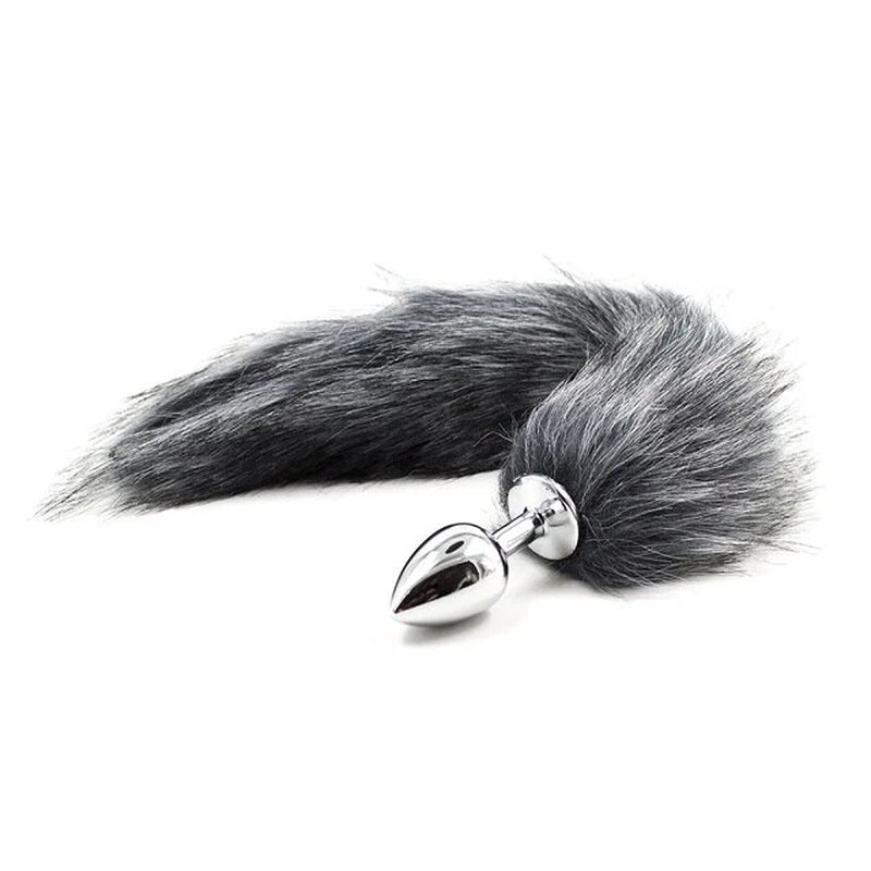 False Fox Tail with Metal Anal-Butt Plug
