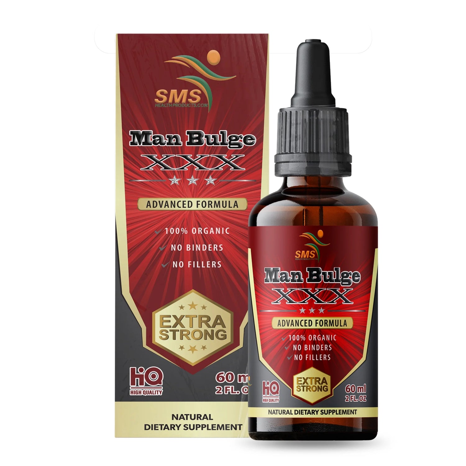 Man Bulge by SMS Tincture Herbal Drops with Tongkat Ali 200:1 , Black Ginseng, Tribulus & Fenugreek - Men'S Dietary Supplement - 2 Fl Oz