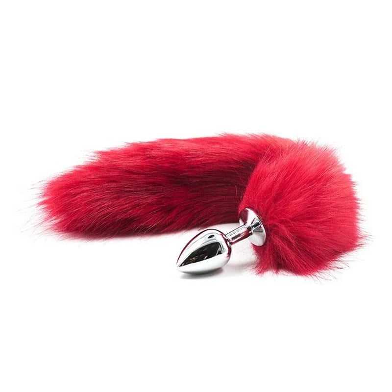 False Fox Tail with Metal Anal-Butt Plug