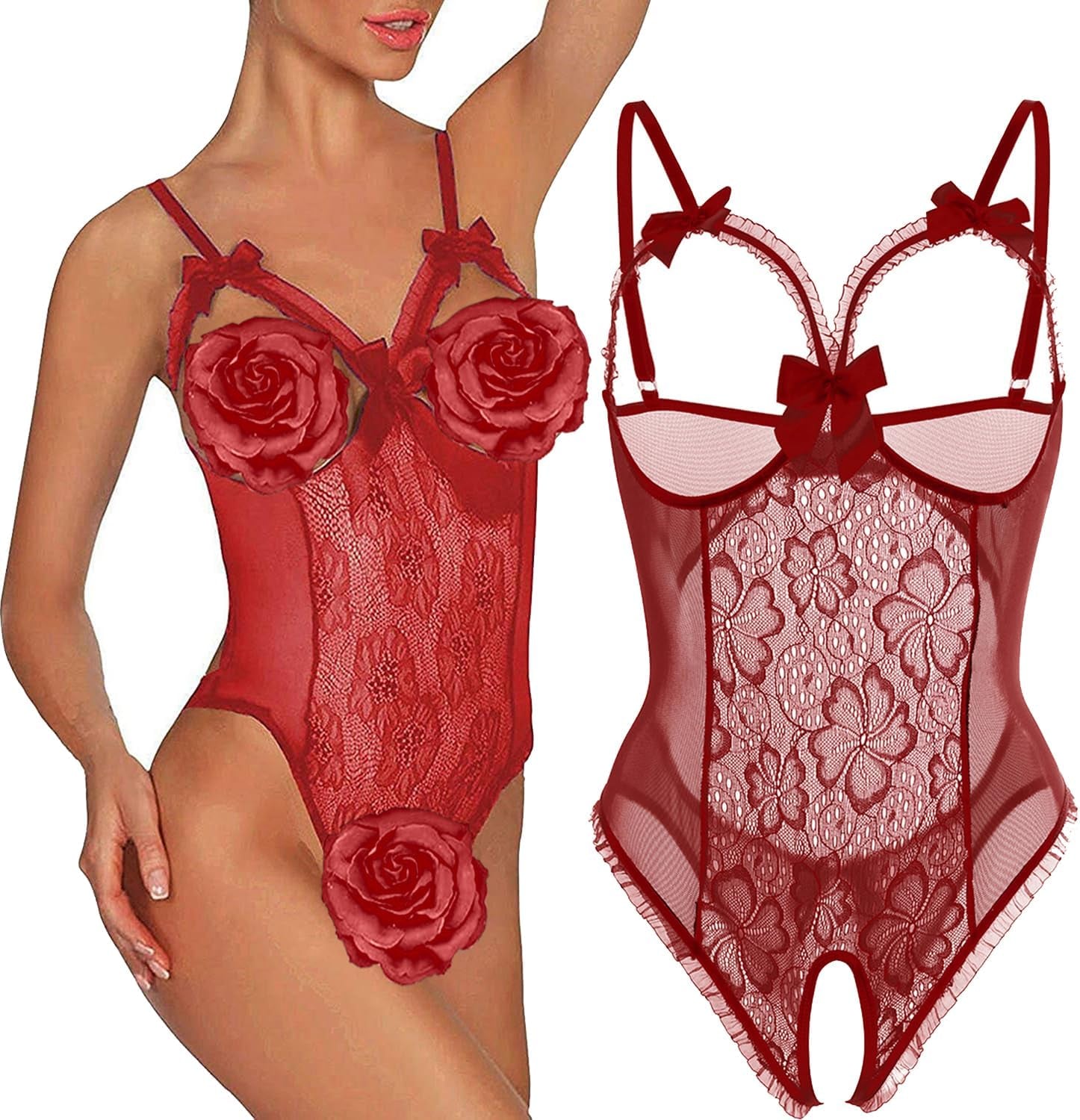 One-Piece Lace Babydoll Bodysuit