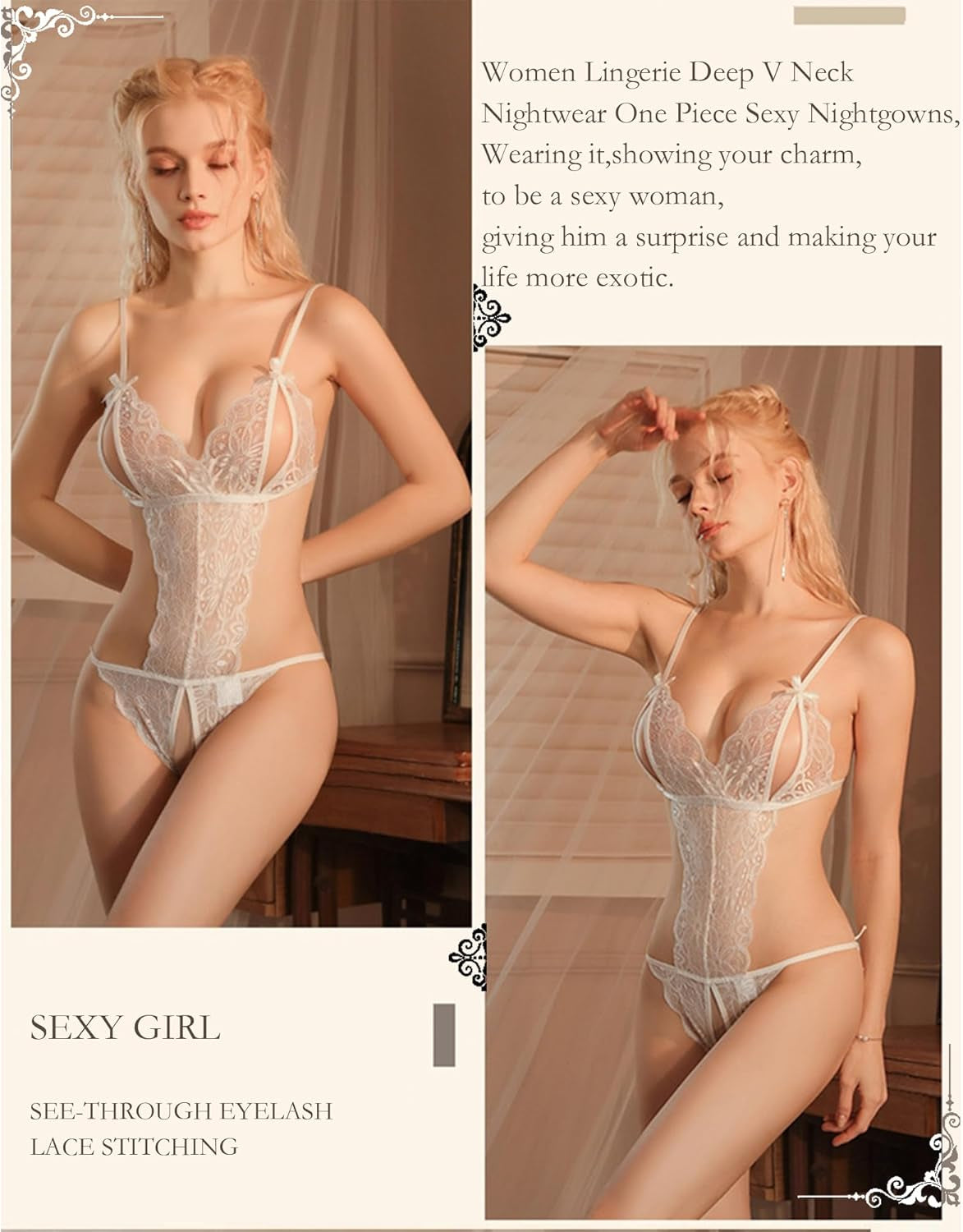 Women's Sexy Lace Lingerie Bodysuit