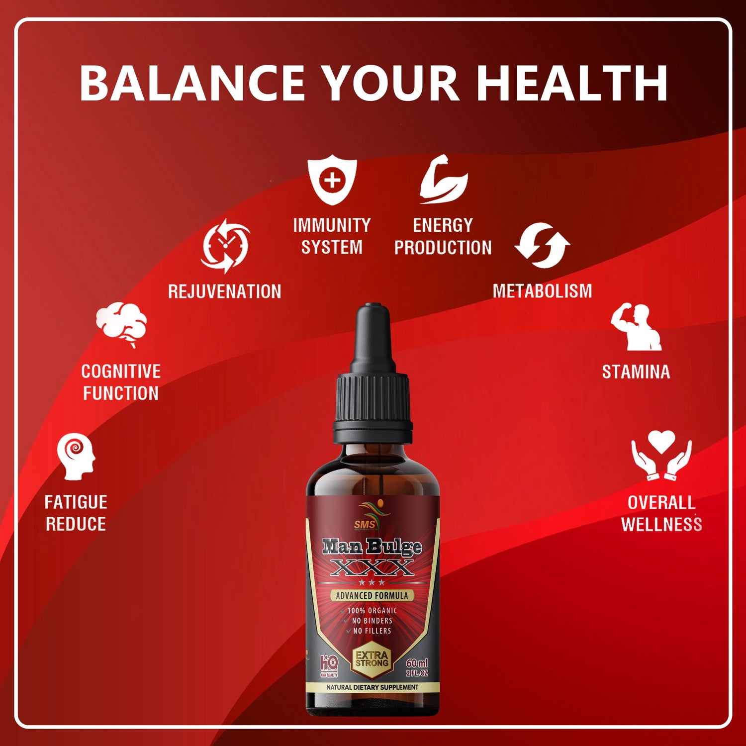 Man Bulge by SMS Tincture Herbal Drops with Tongkat Ali 200:1 , Black Ginseng, Tribulus & Fenugreek - Men'S Dietary Supplement - 2 Fl Oz