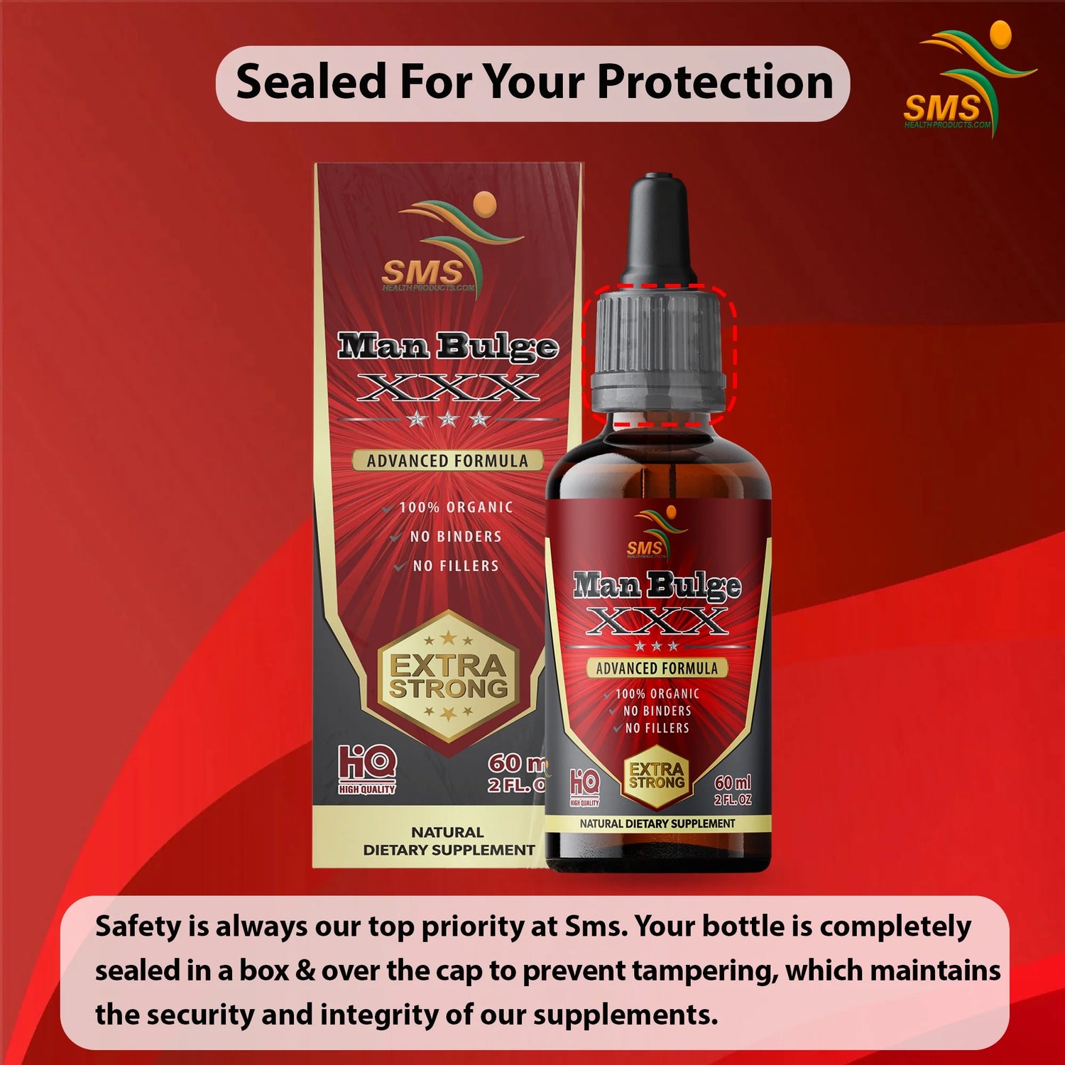 Man Bulge by SMS Tincture Herbal Drops with Tongkat Ali 200:1 , Black Ginseng, Tribulus & Fenugreek - Men'S Dietary Supplement - 2 Fl Oz