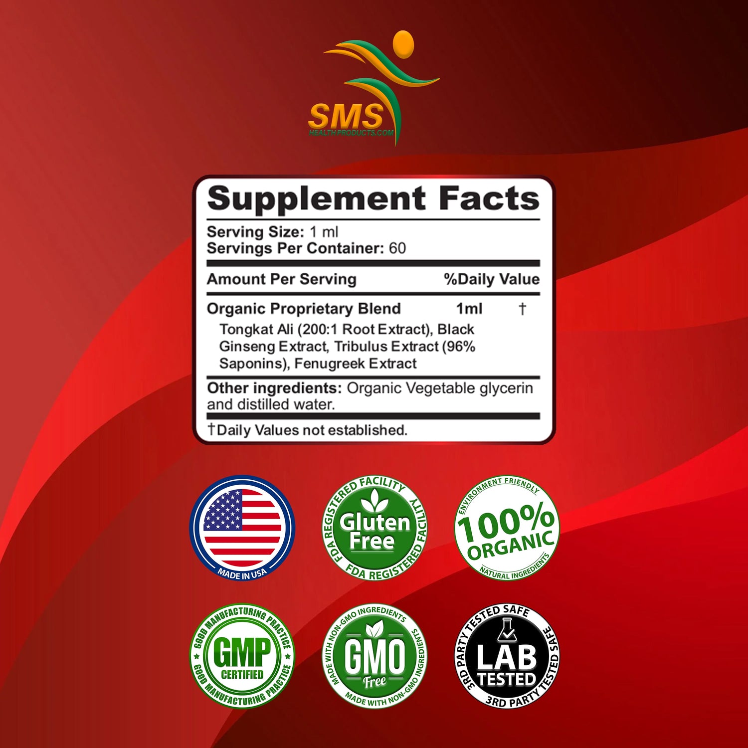 Man Bulge by SMS Tincture Herbal Drops with Tongkat Ali 200:1 , Black Ginseng, Tribulus & Fenugreek - Men'S Dietary Supplement - 2 Fl Oz
