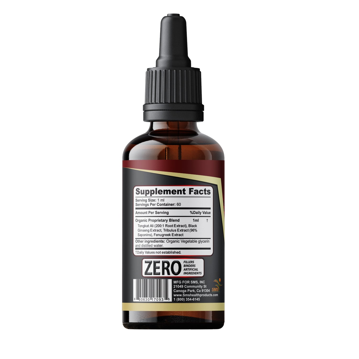 Man Bulge by SMS Tincture Herbal Drops with Tongkat Ali 200:1 , Black Ginseng, Tribulus & Fenugreek - Men'S Dietary Supplement - 2 Fl Oz